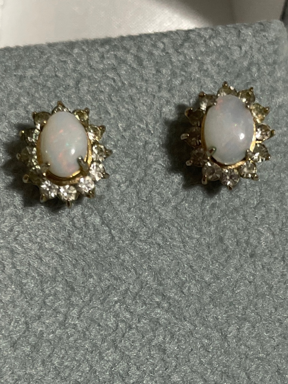 Opal Halo Stud Earrings with 925 Backs